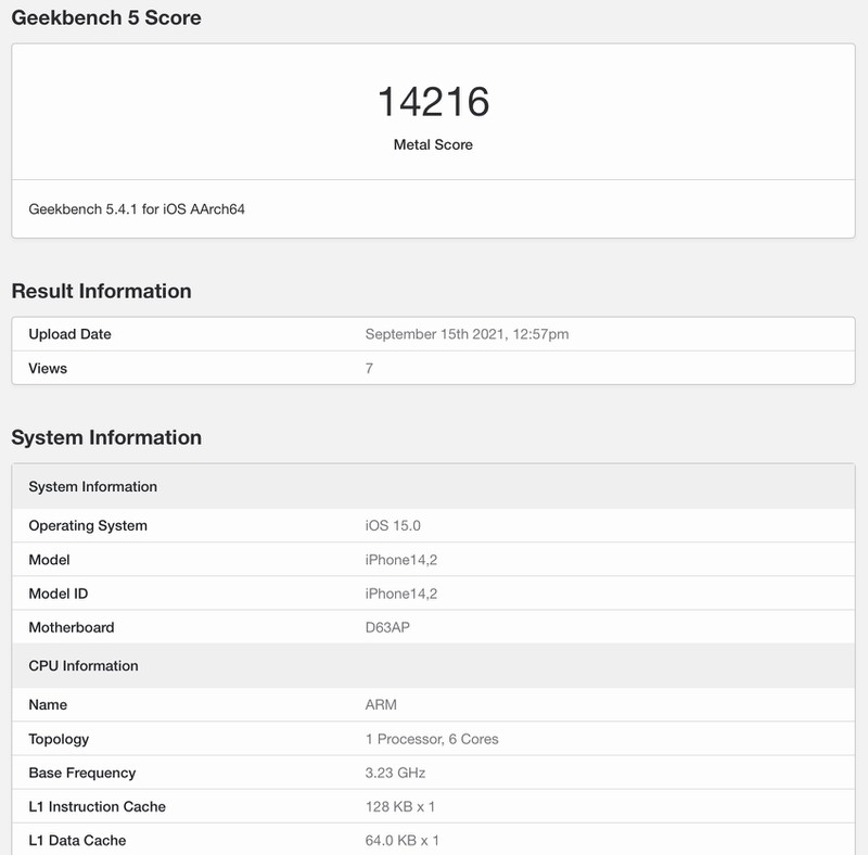 iphone 13 pro max geekbench 5