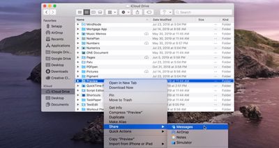 icloud folder sharing catalina