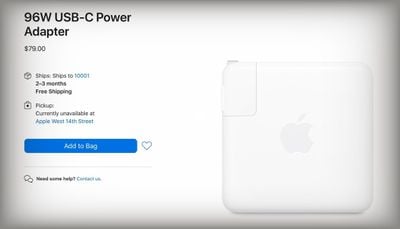 apple 96w power adapter shipping