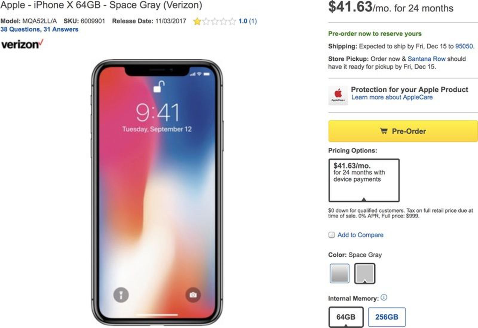 iphone x 265gb price