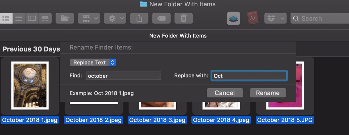 adding a better finder rename to right click on mac