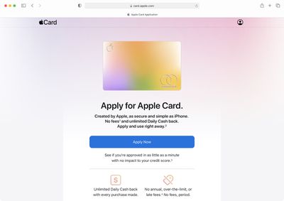 apple card apply on web