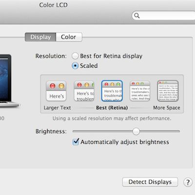 retina macbook pro display preferences