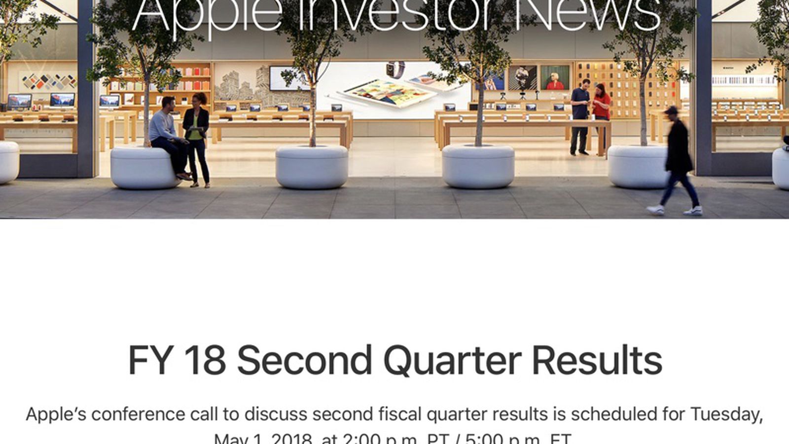 Apple to Announce Q2 2018 Earnings on May 1 - MacRumors