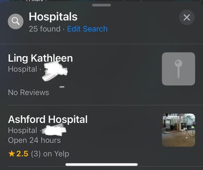 apple maps hospital error
