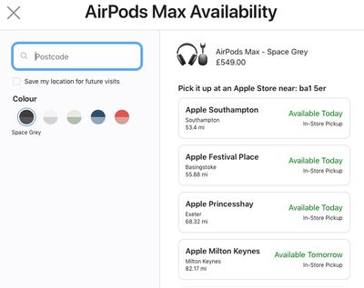 airpods max uk pickup