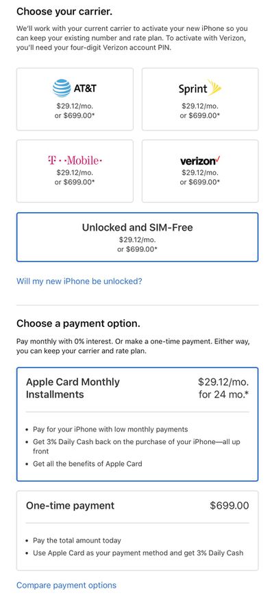 sim free iphone apple card monthly installments
