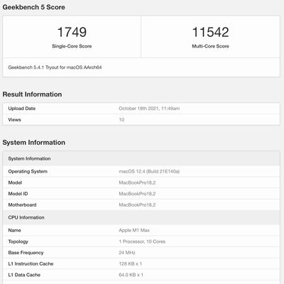 geekbench m1 max score