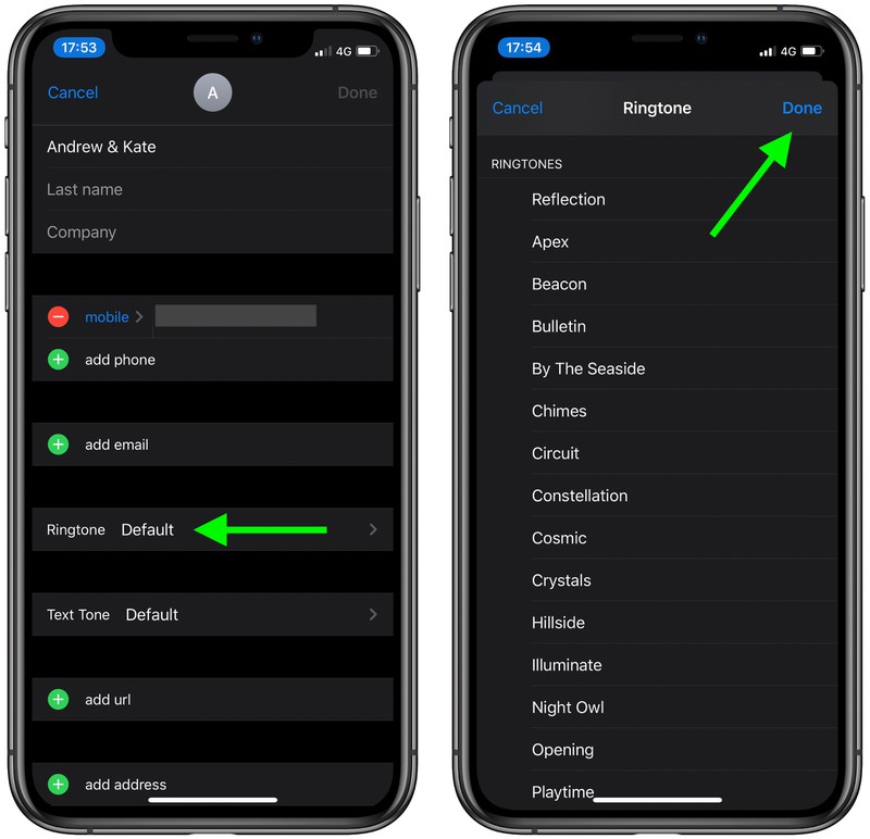 how to set ringtone on iphone for contact