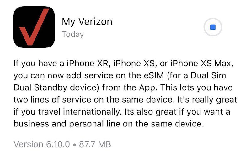 Verizon App Now Allows Esim Activation On Iphone Xs Iphone Xs Max