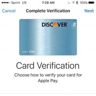 discover apple pay verify