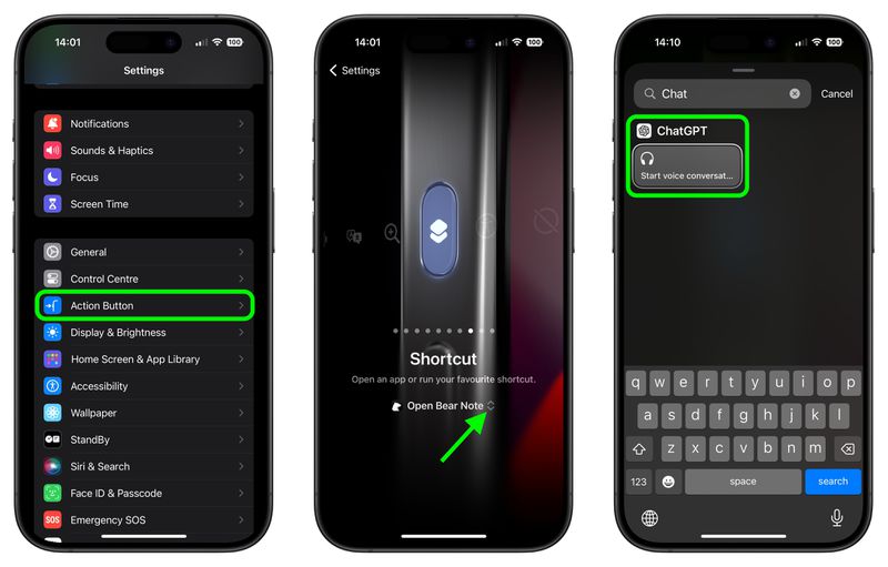 chatgpt voice action shortcut