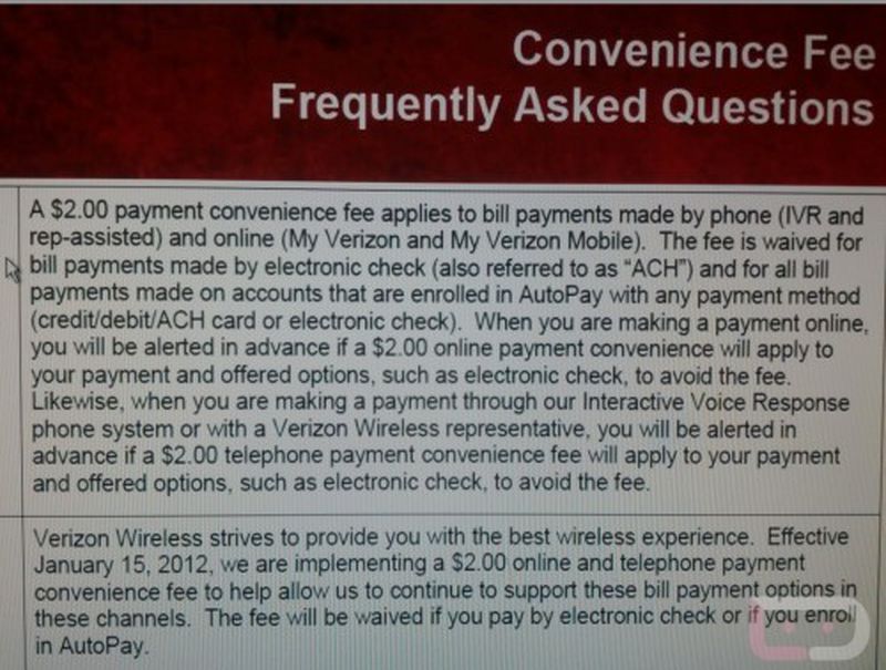 Verizon to Charge $2 Fee for One Time Payments Online or Over the Phone ...