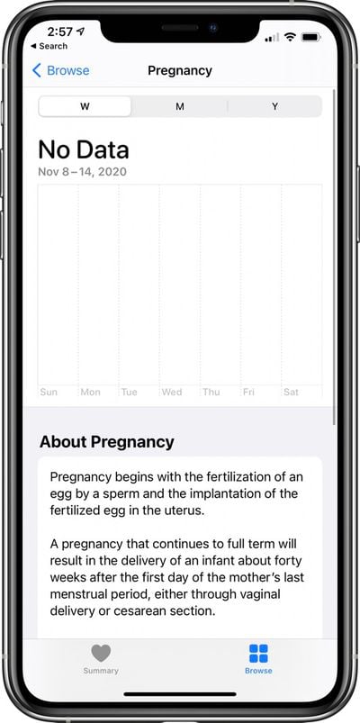 apple health app pregnancy