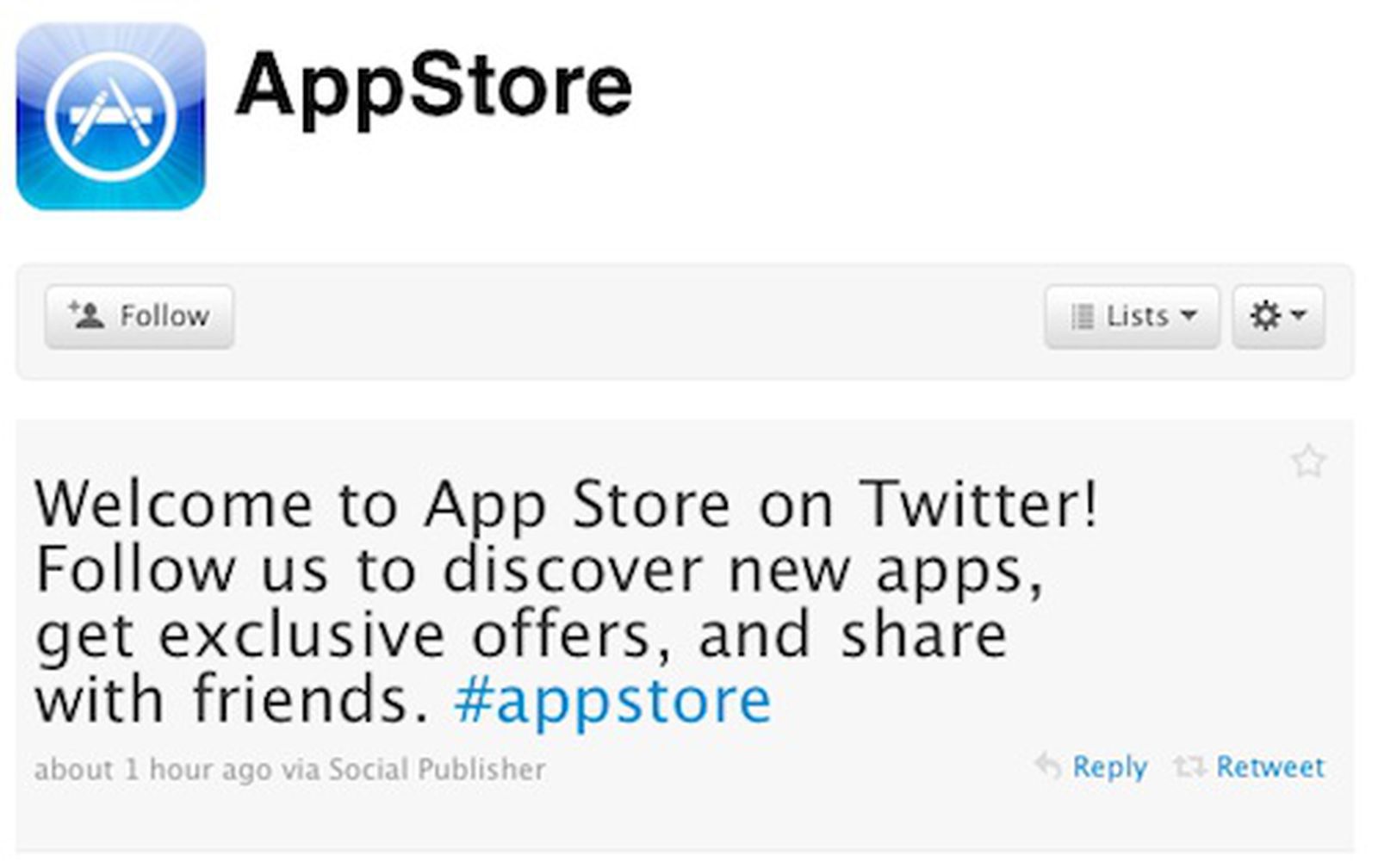 Apple Opens App Store Twitter Account - MacRumors