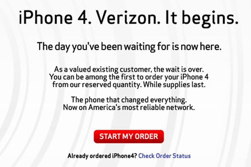 Verizon iPhone Available for PreOrder to Existing Customers MacRumors