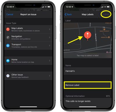 how to send feedback about errors in apple maps 1