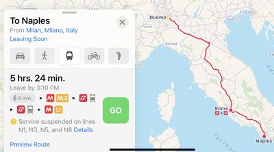 apple maps transit italy