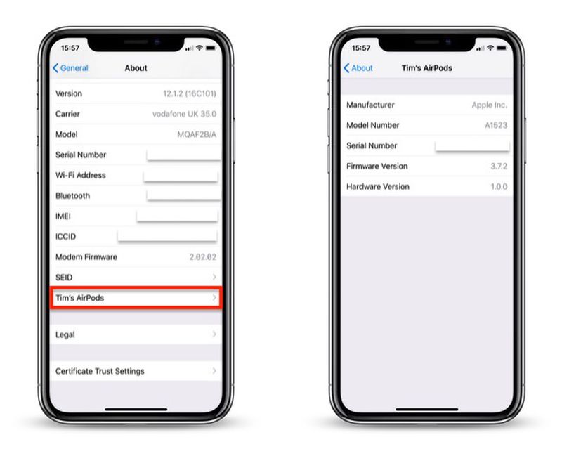 How to Find Your AirPods Serial Number and Check Your Firmware - MacRumors
