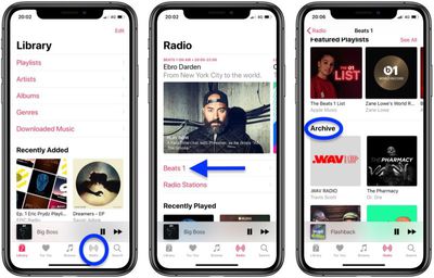 how to find the Beats 1 radio archive apple music 0