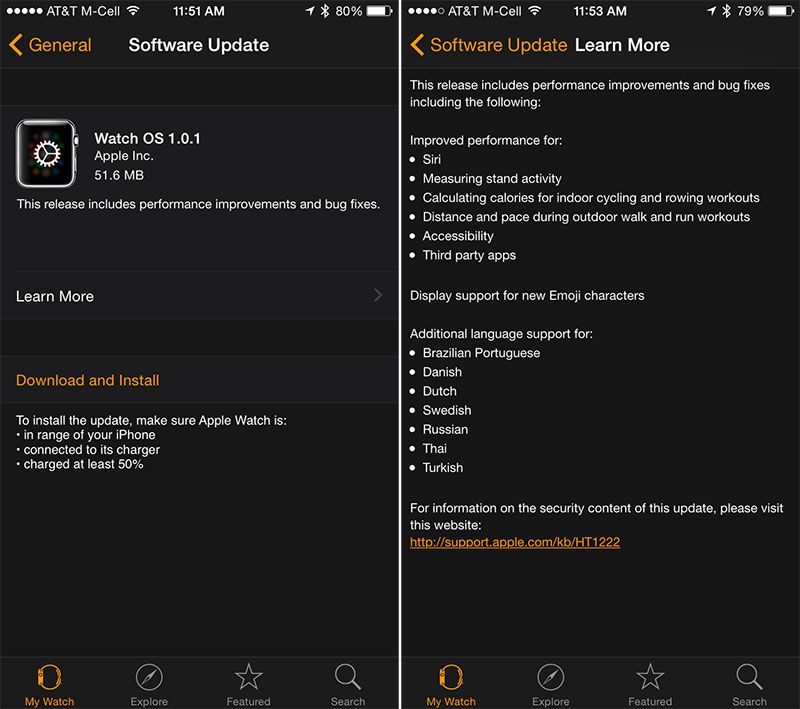 Apple Releases First Apple Watch Software Update With Bug Fixes and