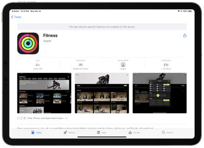 apple fitness plus no ipad