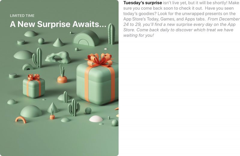 Apple Offering an App Store 'Surprise' From December 24 to December 29