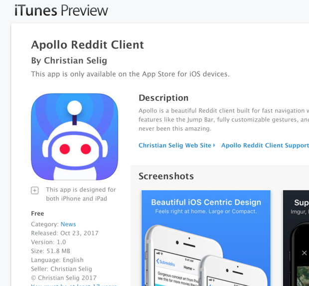 apollo reddit app image