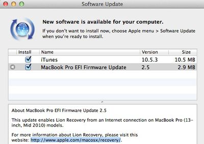 macbook pro efi firmware update 2 5