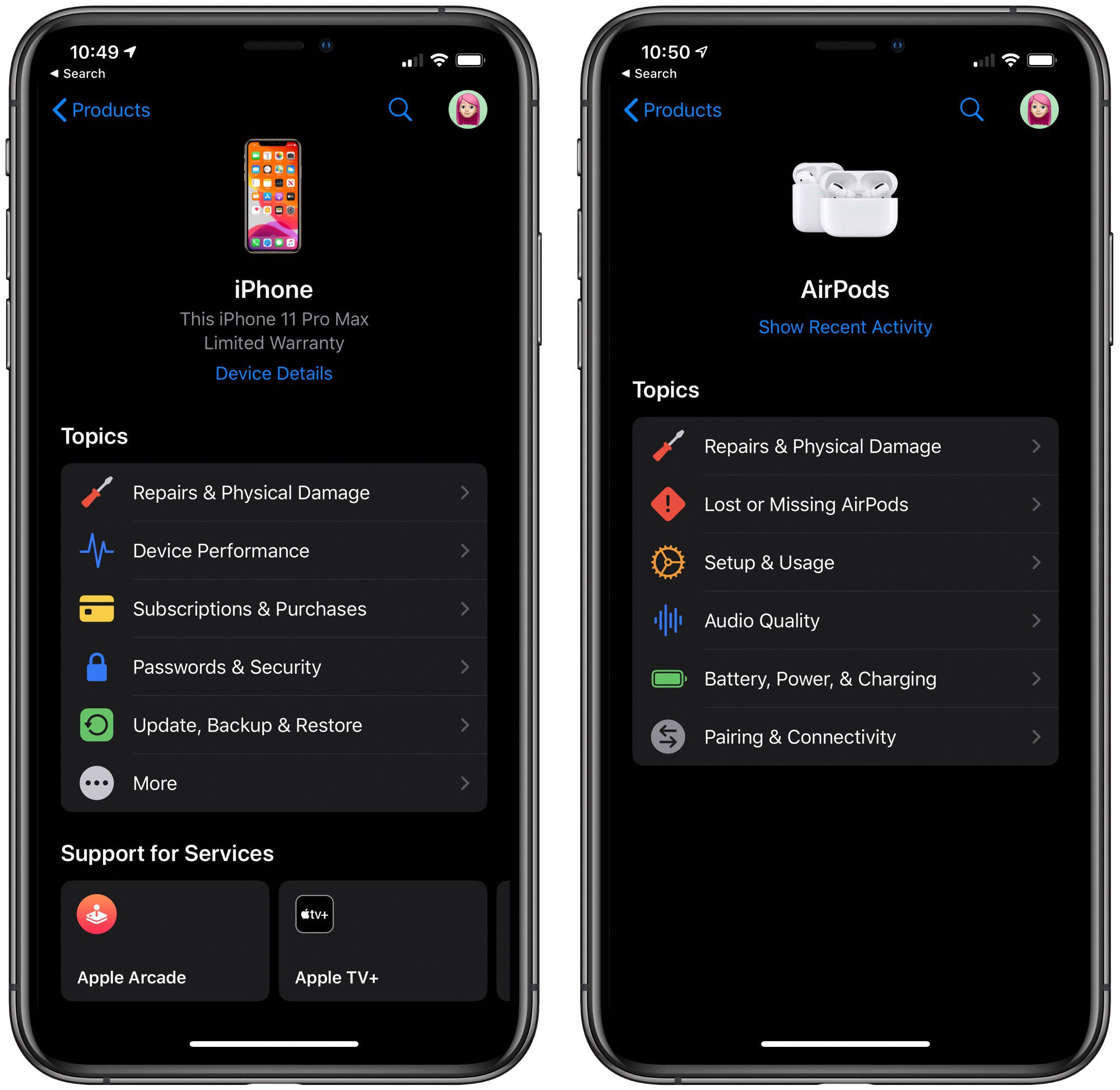 Apple Support App Gains Dark Mode And Streamlined Interface Macrumors