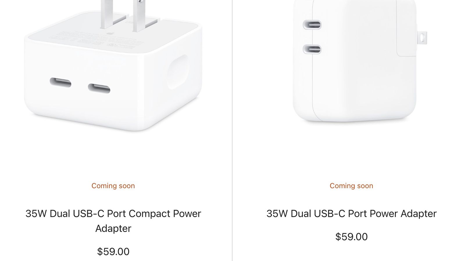 last Fremskynde Let at læse Apple Releasing 35W Power Adapter With Dual USB-C Ports in Standard and  Compact Sizes - MacRumors