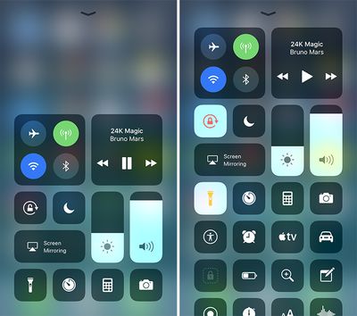 Control Center iOS 11 one