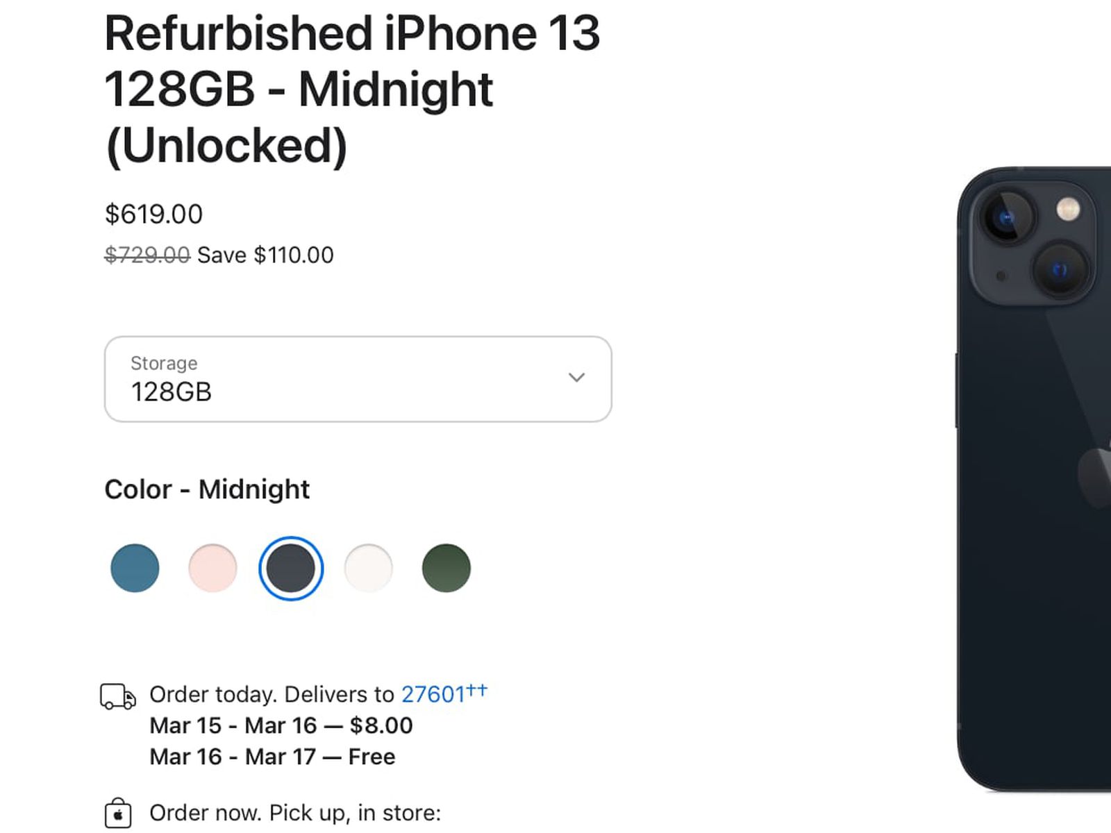 Refurbished iPhone 13 mini 128GB - Midnight (Unlocked) - Apple