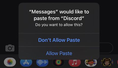 iOS 16 Copy Paste Permission Prompt