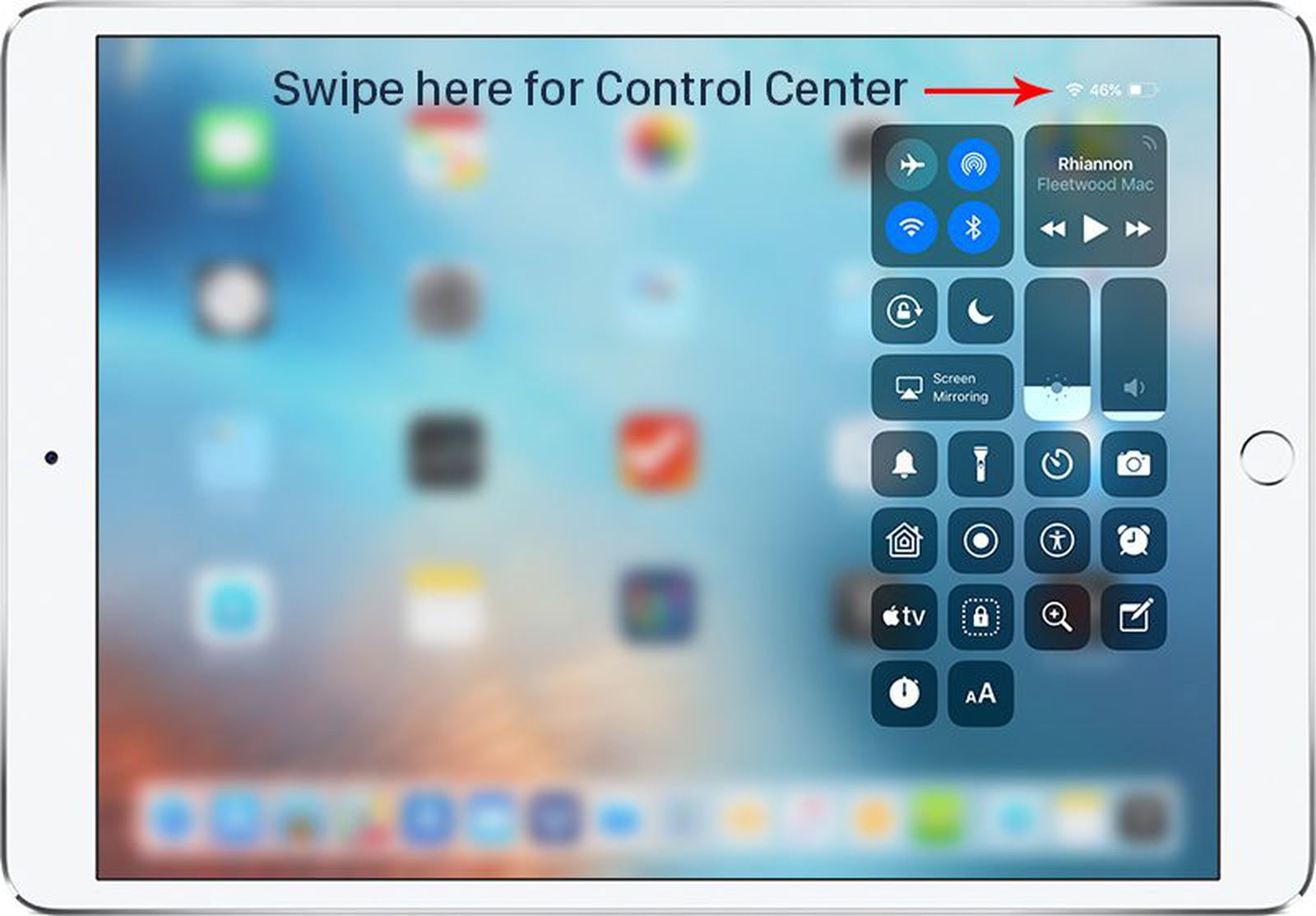 How to Access Control Center and Home Screen in iOS 12 With the iPad's ...