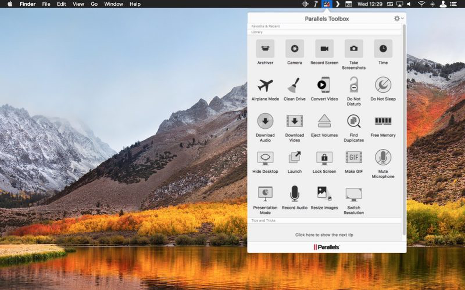 parallels toolbox free memory auto start