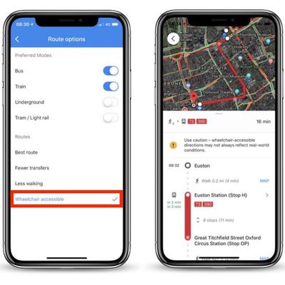 google maps wheelchair accessible