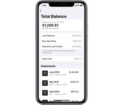 Total balance screen for Apple Card`