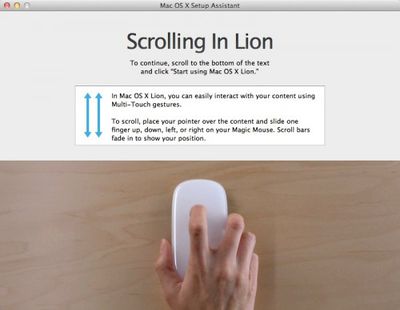 scrolling in lion