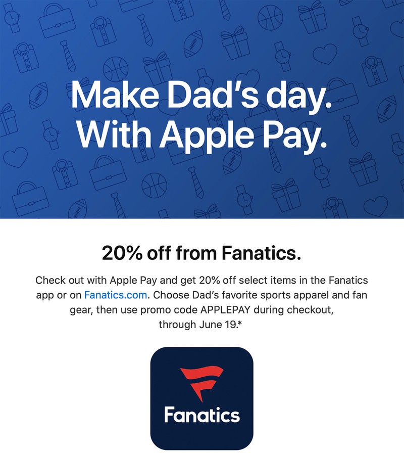 Apple Pay Promo Offers 20 Off At Fanatics MacRumors