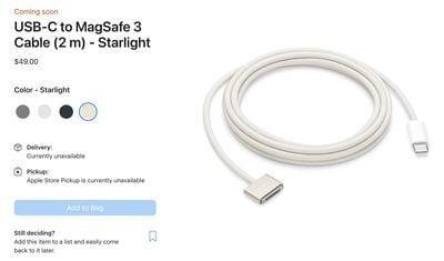 magsafe 3 cable macbook air and pro