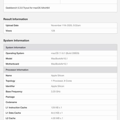 macbook air m1 first benchmark