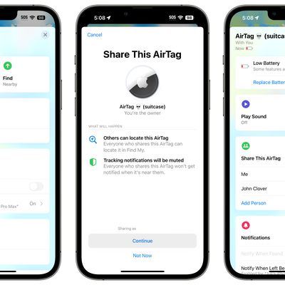 airtag sharing interface ios 17