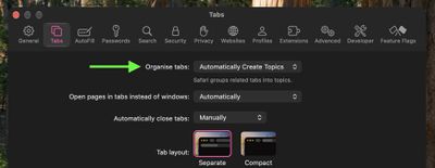 safari organize tabs