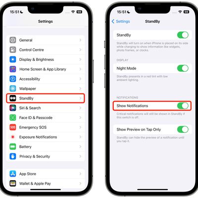 standby disable notifications