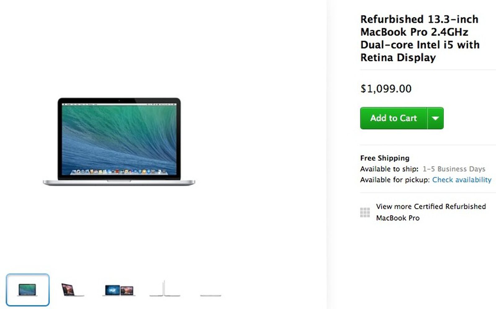 Refurbished Late 2013 13-Inch Retina MacBook Pro Debuts in Apple's