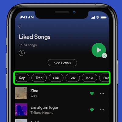 liked songs spotify filters