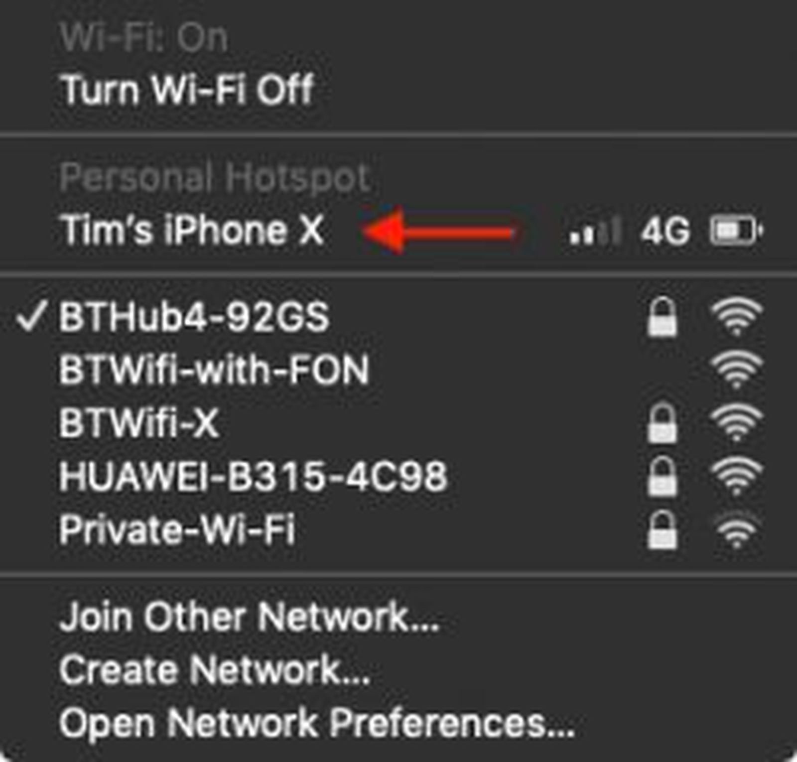 iphone personal hotspot name