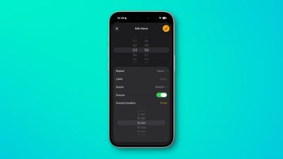 alarm snooze duration ios 26