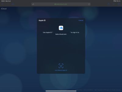sign in with apple icloud beta